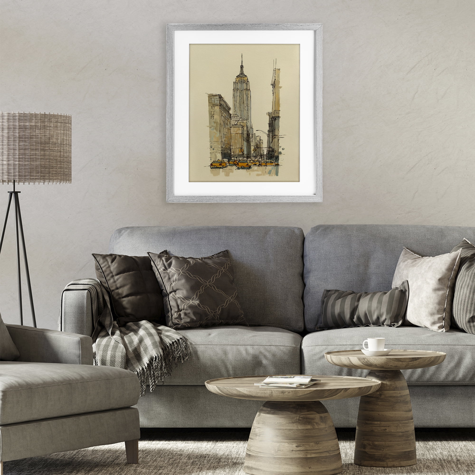 Stupell Industries NY City Lines Contour Gray Framed Print Under Glass, design by Svetlana Aleynikova