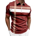 thumbnail image 3 of Mens Color Block Striped Polo Shirt Short Sleeve T Shirts Casual Summer Breathable Top XL, 3 of 5