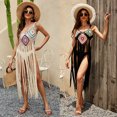 thumbnail image 2 of Top de protección solar de Bikini con gancho de mano, Sexy, con tirantes huecos, borlas largas, pareo de playa sin espalda, verano 2023, 2 of 3