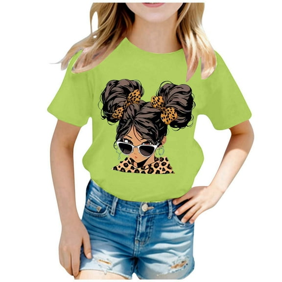 ibiyuan Girls T Shirts Short Sleeve Shirts Baby Girl Tops Girl Shirts Round Neck Funny Graphic Basic Tees Loose Fit Girl Summer Clothes,8-10 Years