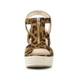 thumbnail image 5 of BLISSFUL STEP Women's Shoes Faux Suede Platform Wedge Espadrilles Slingback Open Toe Front Zipper Sandals Leopard 7.5, 5 of 5