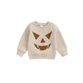 thumbnail image 2 of Aojekbee Little Boy Girl Halloween Sweatshirt Witch Pumpkin Print Long Sleeve Round Neck Casual Pullover Tops, 2 of 10