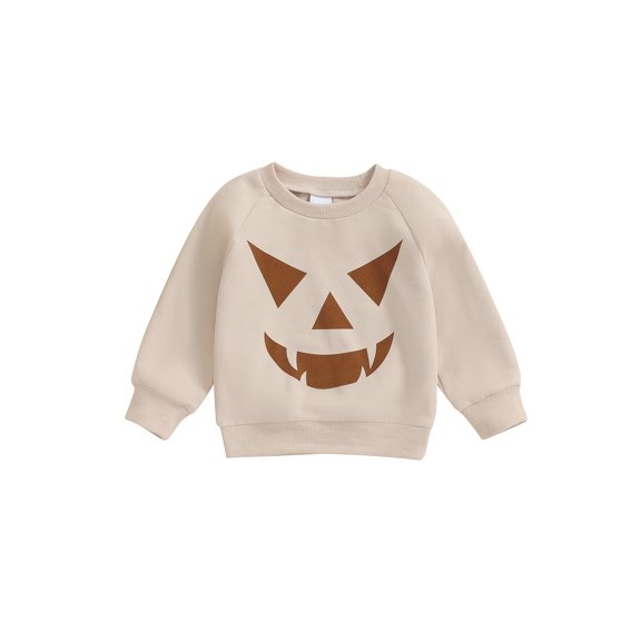 Toddler Baby Boy Girl Halloween Outfit Pumpkin Pullover Sweatshirt Crewneck Sweater Long Sleeve T-Shirt Tops Kids Fall Clothes