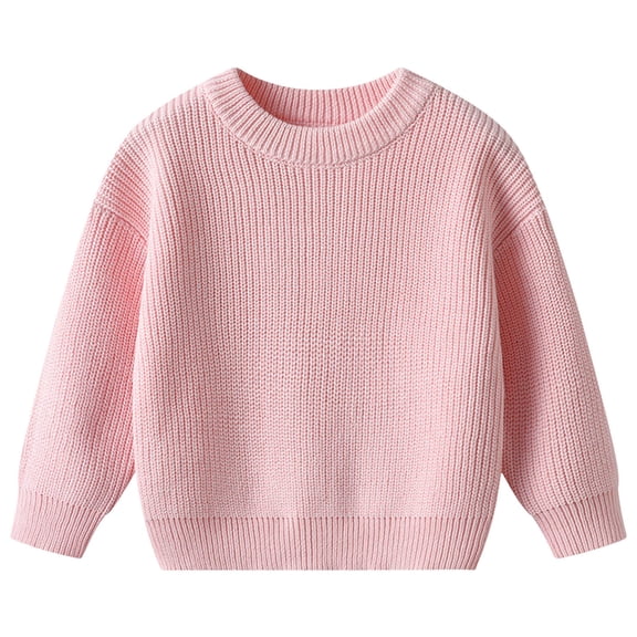 Staki Boys' Sweaters Thick Chunky Knit Tops Thick Chunky Sweater Thermal Crewneck Long Sleeve Warm Pullover Tops for Kids(Pink,3-4 Years)