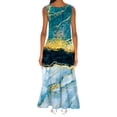 thumbnail image 4 of SMihono Robe Maxi Bohème d'Été pour Femmes Grande Taille Mode pour Femmes Col en V Sans Manches Soirée d'Été Fête Imprimée Dames Poche Gilet Longue Robe Plage Évasée Robe d'Été, 4 of 6
