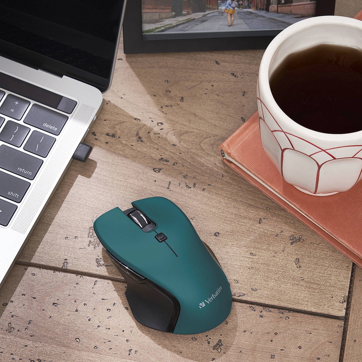 Verbatim USB-C™ Wireless Blue LED Mouse - Teal - Blue LED/Optical - Wireless - Radio Frequency - 2.40 GHz - Teal - USB Type C - 1600 dpi - 6 Button(s) - 1 Each