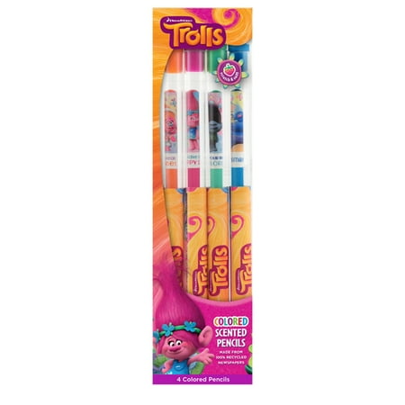 dreamworks trolls colored smencils 4 pack scented pencils by scentco