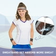 thumbnail image 6 of Sweat Band Set Sports Terry Cloth Headband Wristband Set 8"x2" (Striped Camouflage Brown/Gray), 6 of 7