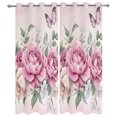 thumbnail image 2 of Outdoor Curtains for Patio Waterproof, Watercolor Pink Floral Windproof Pravicy Outside Porch Blackout Curtain, Spring Romantic Roses Butterfly Sun Blocking Curtains for Cabana 2 Panels 54"x95", 2 of 9