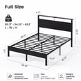 thumbnail image 4 of Kbun Full Size Platform Bed Frame with Wood Headboard, Metal Bed Frame with LED Light, Heavy Duty Steel Slat Supported Full Bed Frames, No Box Spring Needed, Black, 4 of 9