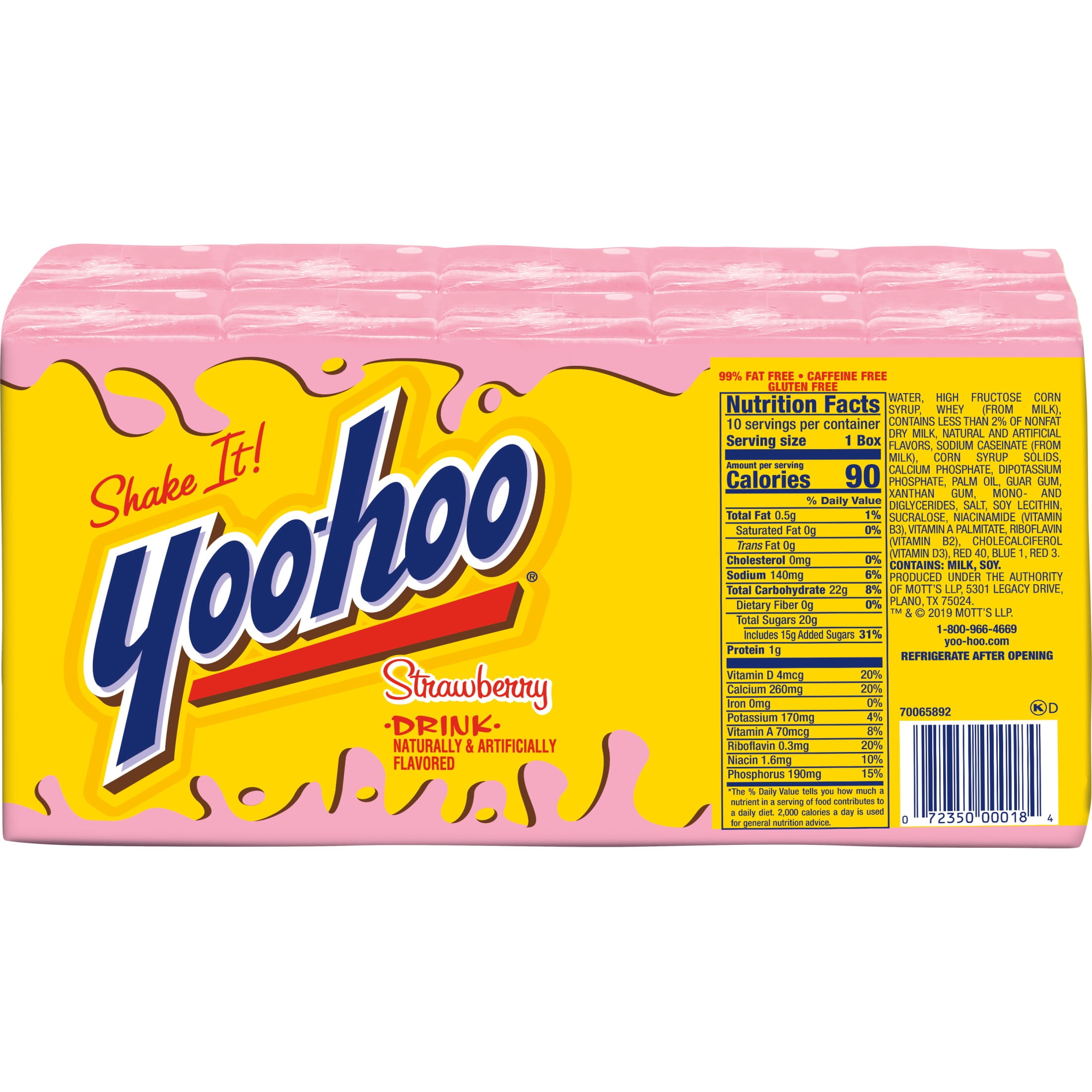 Yoo-hoo Strawberry Drink, 6.5 Fl. Oz., 10 Count