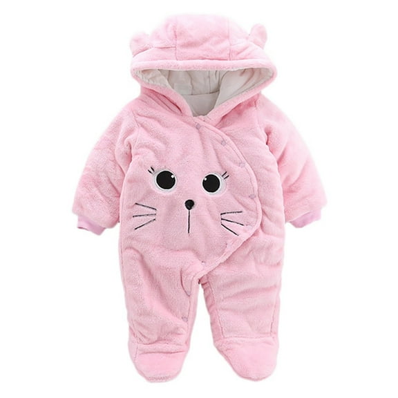MHZLDYZ Newborn Boy Outfits Newborn Baby Girls Boys Solid Cartoon Cat Velvet Hooded Jumpsuit Romper Bodysuit Newborn Baby Girl Clothes Newborn Baby Boy Clothes Newborn Baby Boy Clothes(Pink,80)