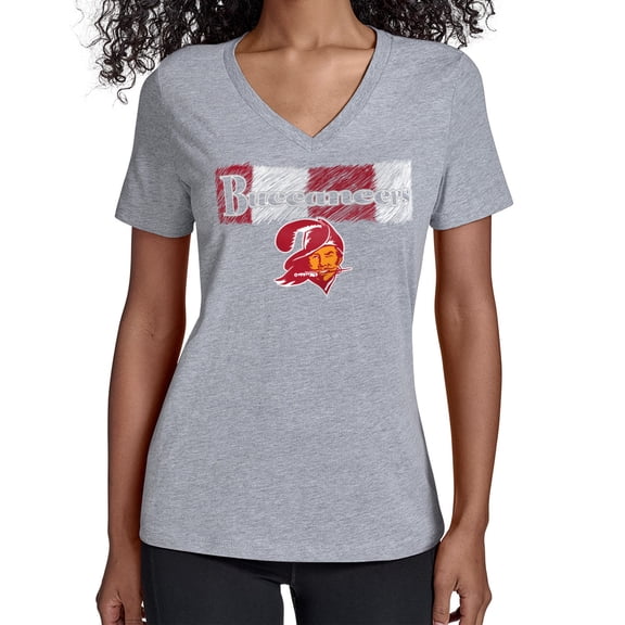 Women's Starter Gray Tampa Bay Buccaneers Color Shading V-Neck T-Shirt