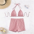 thumbnail image 4 of XIYON Womens Bikini Sets Solid Color Tankini Swimwear With Shorts Two Piece Bathing For Swimming Beach Retro Swimsuits Beachwear, 4 of 5
