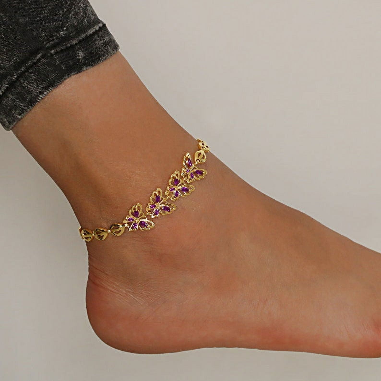 Butterfly Shaped Anklet bracelet, 6"+2" Inch Adjustable Size