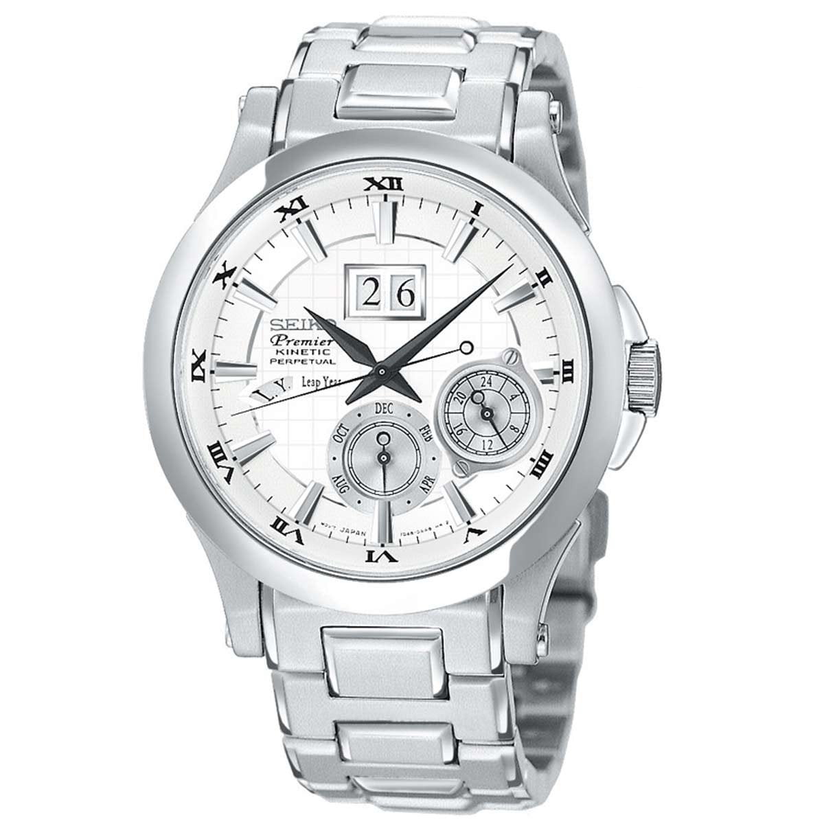 Seiko Men's Premier Kinetic Perpetual Calendar Silver Dial Dress