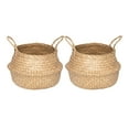 thumbnail image 2 of Trianu 2Pcs Seagrass Belly Baskets, Plant Bassket, Hand Woven Belly Basket for Pot, Home Boho Decor, Storage Laundry Picnic Grocery Straw Bag, Medium, 2 of 2