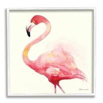 Stupell Minimal Flamingo Bird Watercolor Animals & Insects Painting White Framed Art Print Wall Art