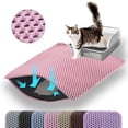 thumbnail image 1 of Alfombrilla de arena para gatos Petinstinct de doble capa en forma de panal rosa, 1 of 8