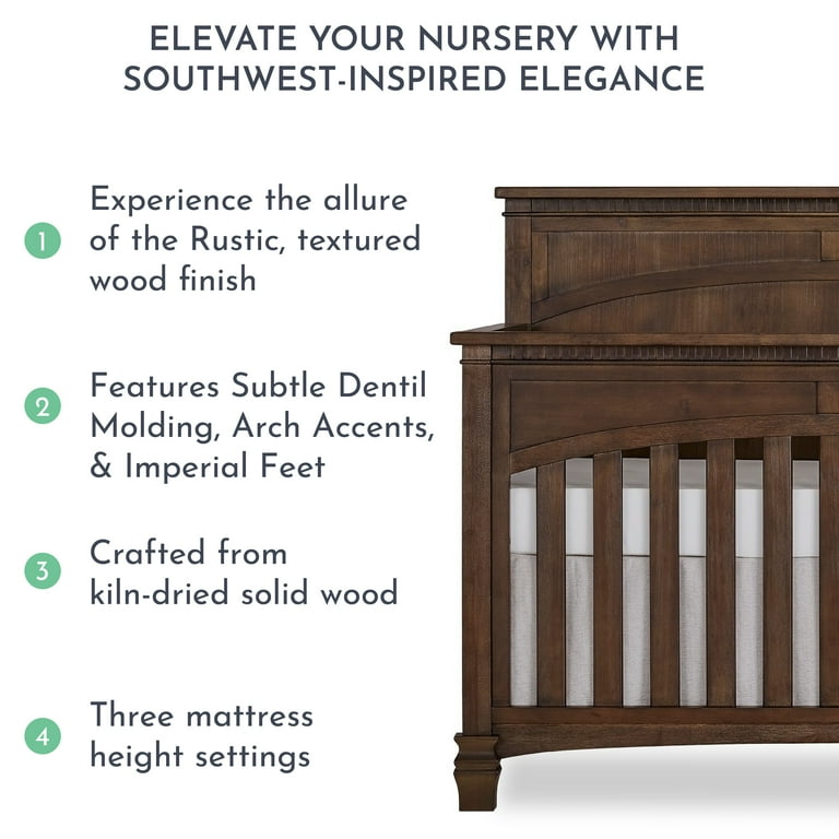 Evolur Santa Fe 5-in-1 Convertible Crib, Antique Brown - Walmart.com