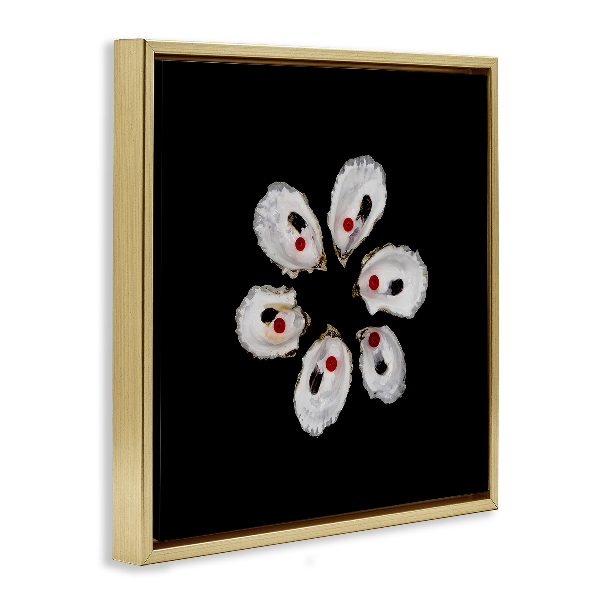 Stupell Industries Oyster Shells Symmetry Gold Framed Floater Canvas Wall Art, design by Beth Adoette