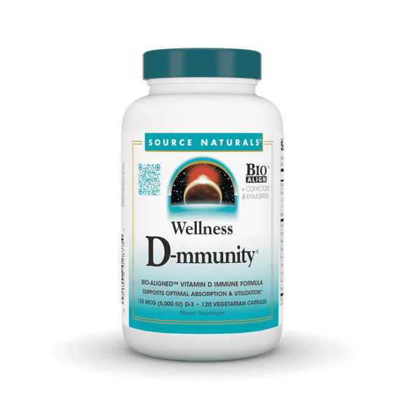 Source Naturals Wellness D-mmunity Vitamin D Immune Formula, Supports Immune Health, 120 Vegetarian Capsules