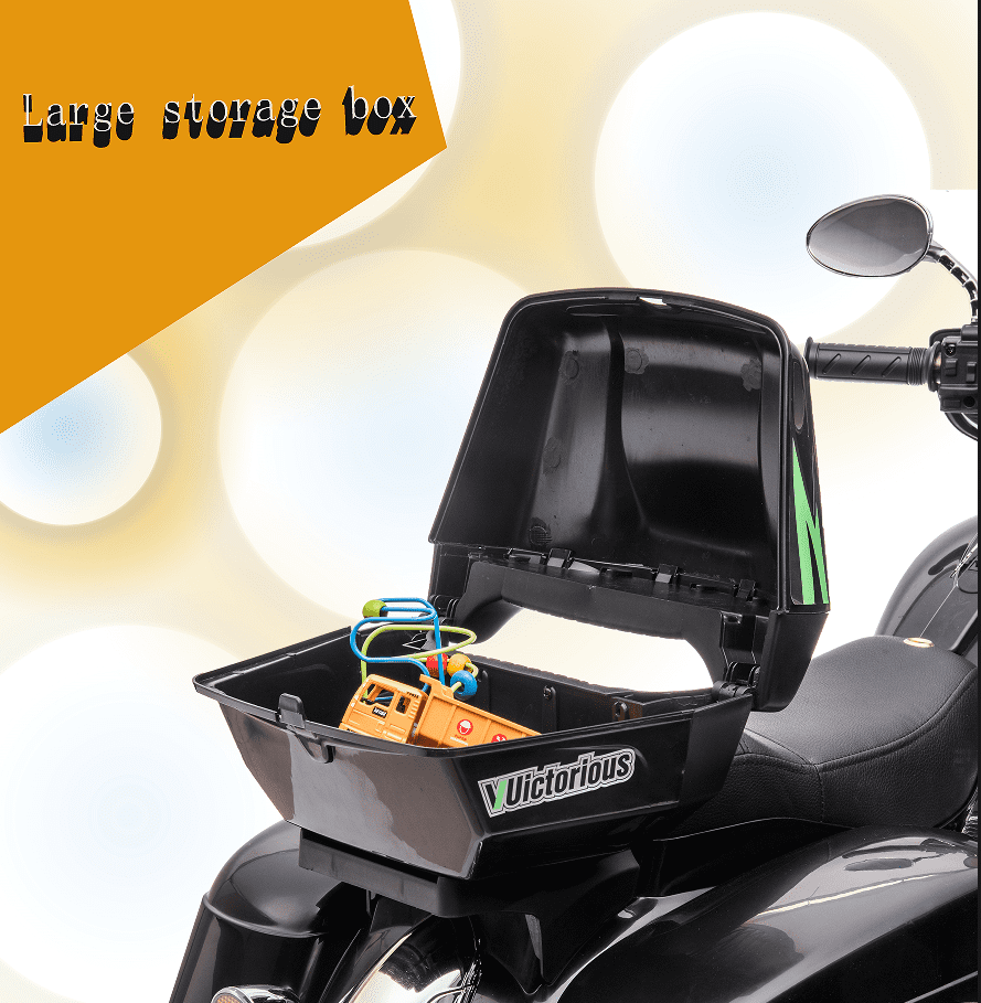 12V Kids Motorcycle  Electric Ride On Toy with 1.8-3.2 MPH Speed, Power Display, Music & Wireless Phone Connection, Large Storage Trunk, LED Headlight - 88LB Load Capacity for Toddlers & Kids