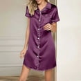 thumbnail image 2 of Ihph7 Satin Nightgowns for Women Button Down Nightgown Summer Nightgowns for Women Sleep Dress Night Shirts for Women Sleepwear Women's Sleepwear Sleep Shirts for Women Dark Purple M, 2 of 9