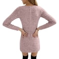 thumbnail image 5 of Women's Knit Dress Sweater Dress Long Sleeve Solid Color Floral Zipper Detail Mini Length Chic Dress for Spring Fall Casual,Pink,M, 5 of 7