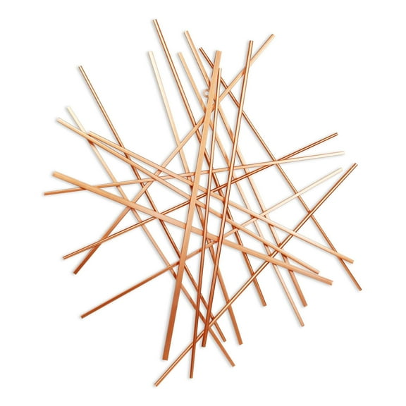 35" X 34" Rose Gold Metal Abstract Lines Hanging Dimensional Sculpture