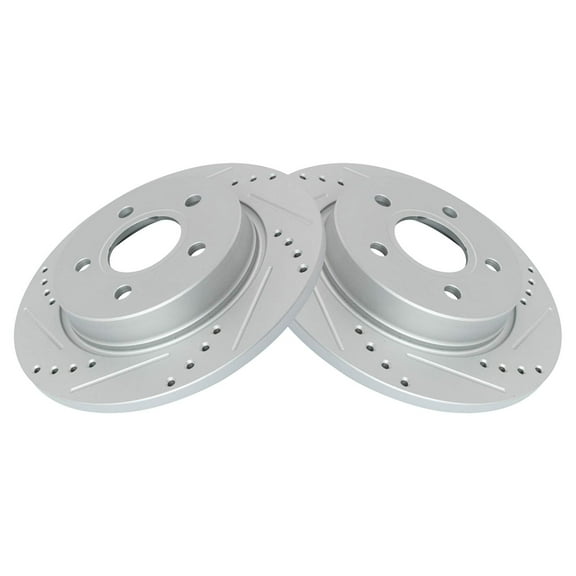 TRQ Rear Performance Brake Rotors Set Premium G-Coated Cross Drilled & Slotted Fits Select 2012-2018 Ford Focus