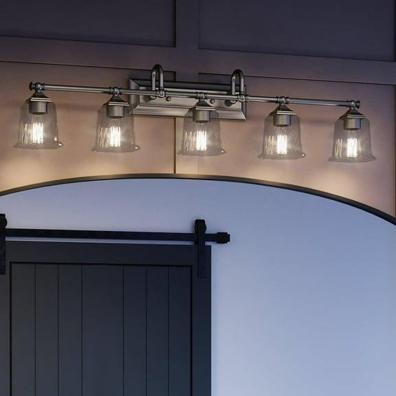 Luxury Traditional Indoor Bath Fixture, 10.75''H x 41.75''W, with Classic Style Elements, Colonial Design, Brushed Nickel Finish and Clear Glass, UQL4123