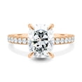 thumbnail image 2 of 3.00Ct Elongated Cushion Cut Moissanite Engagement Ring, Hidden Halo & Pavé, 10K Rose Gold, 2 of 7
