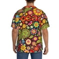 thumbnail image 3 of Uemuo Hippie Peace Love Pattern Cotton Linen Short Sleeve Shirts,Casual Lightweight Button Down Shirts,Vacation Beach Summer Tops-Large, 3 of 7