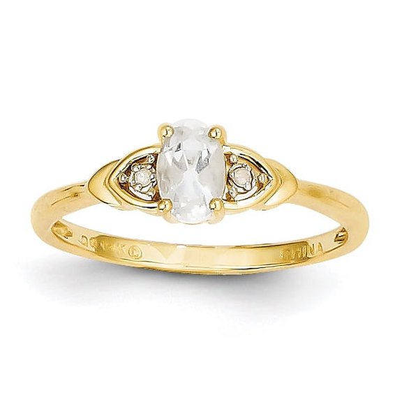 14K Diamond & White Topaz Ring