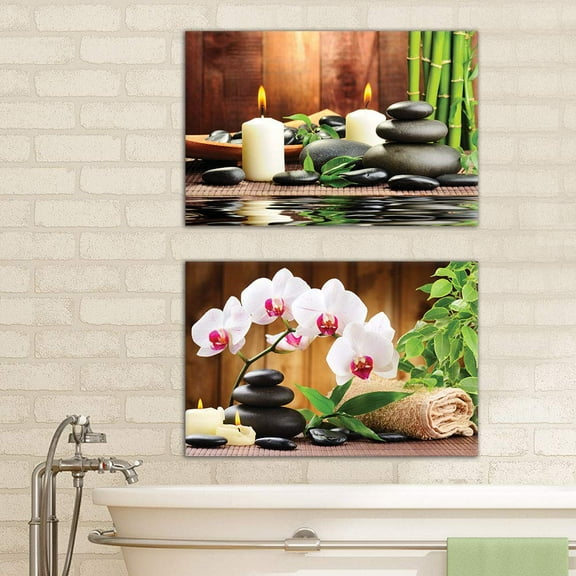 wall26 Canvas of Hot Rocks Spa Canvas Set|16" x 24" x 2 Panels