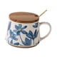 thumbnail image 3 of Taza de cerámica con estampado floral para café y té, de fina artesanía vintage. con cuchara con tapa, 3 of 9
