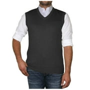 True Rock Men's Argyle V-Neck Sweater Vest (Charcoal, Large)