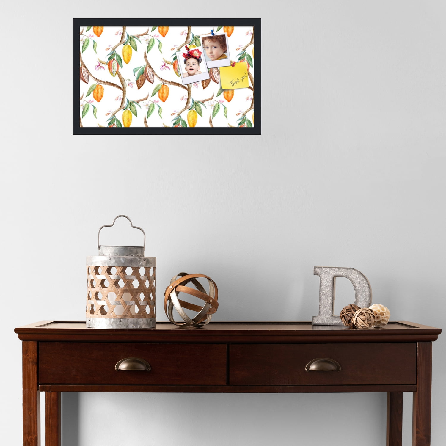 PinPix 24x14 Custom Cork Bulletin Board Fruit on Vine White Poster Board Has a Fabric Style Canvas Finish, Framed in Fruit on Vine White, by ArtToFrames (PinPix-1895)
