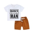 thumbnail image 1 of Top De Manga Corta + Pantalones Cortos Top de manga corta para bebés y pantalones cortos con estampado de letras, 2 uds., ropa de verano (blanco 9-12 m) Cgtredaw Para estrenar, 1 of 1