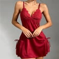 thumbnail image 4 of Levmjia Sleeveless Nightgowns For Women V-Neck Lace Sleep Spaghetti Strap Dress Soft Breathable Comfy Solid Color Casual Summer Home Wear, 4 of 9