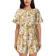 thumbnail image 1 of Balery Retro 70s 60s Flower Conjunto de Pijama para Mujer con Estampado, Dos Piezas de Manga Corta y Shorts, Ropa de Dormir Suave con Cuello Redondo y Bolsillos-Small, 1 of 6