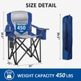 thumbnail image 3 of FREESKY Heavy Duty Camping Chairs for Adults 500lbs Capacity, 0.9mm Thickened Steel Frame Folding Chair, Padded High Back Portable Outside Chair with Cooler Bag and Side Pocket, Blue, 2 Pack, 3 of 7