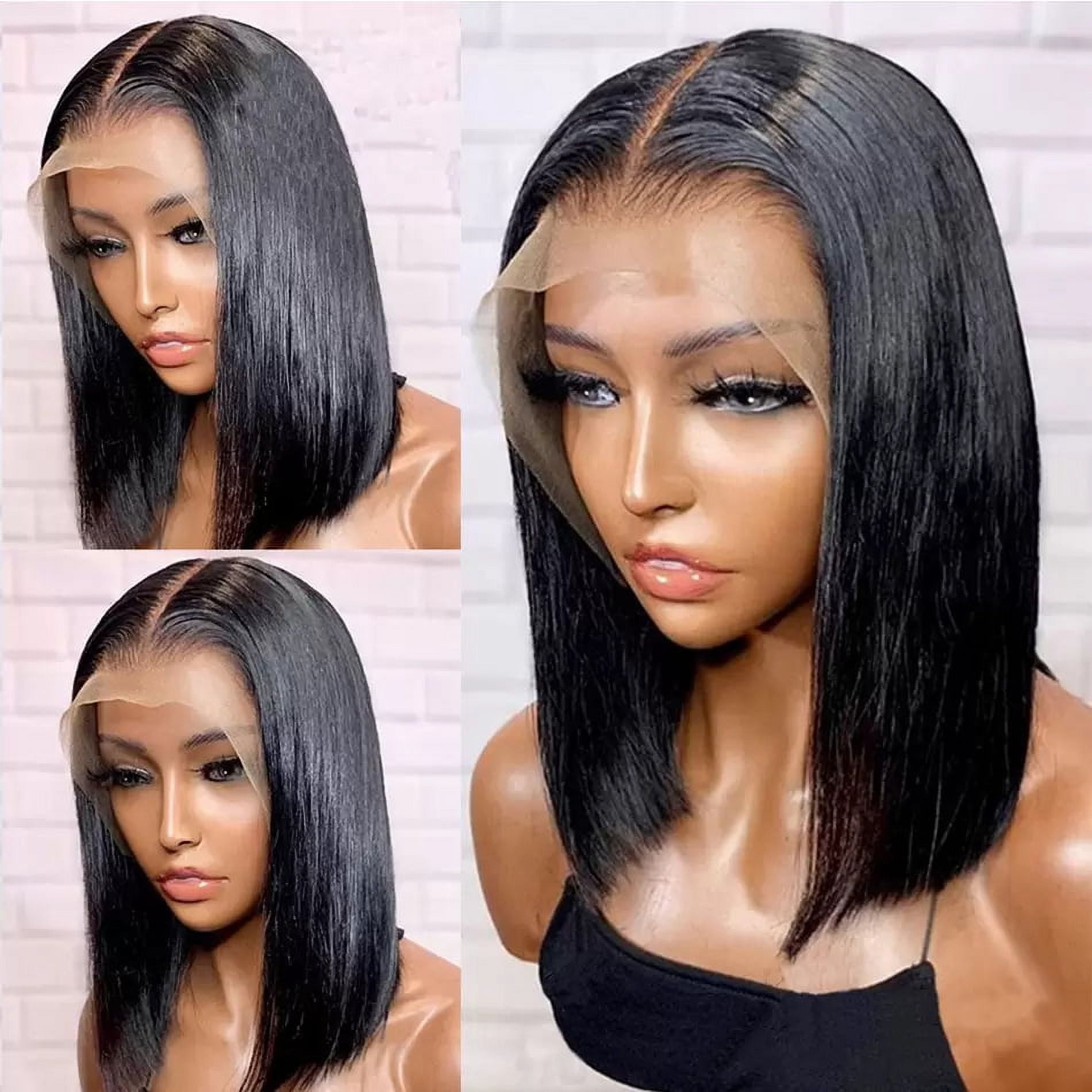 13X4X1 T Part Lace Front Human Hair Wigs for Women Brazilian Straight Short Bob Wigs Pre Plucked Hairline Lace Part Wigs 10inch