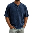 thumbnail image 2 of Men's Casual Round Neck Short Sleeve Button Up Shirt, Soft Cotton Top for Everyday Wear, 2 of 8