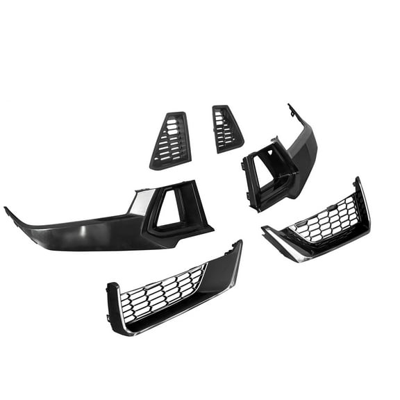 Ikon Motorsports Front Bumper Lower Upper Side Vent Covers Mesh Grilles Compatible with 2024-2025 Ford Mustang 7th Gen S650 Dark Horse Handling Package OE Style Unpainted Black ABS Replacement 6PCS