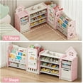 thumbnail image 6 of Kids Toy Storage Organizer with 10 Removable Bins, NEORIVER Foldable Toy Organizers and Storage with 3-Tier Bookshelf for Kids Toy Storage Organizer with Drawing Board, Extra 3 Brushes, 6 of 10