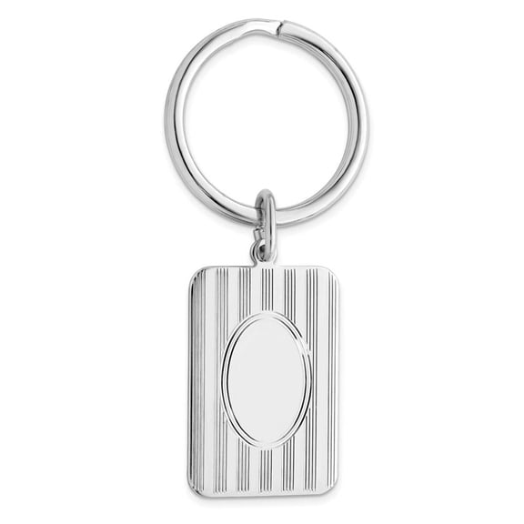 Rhodium-plated Horizontal Lines Key Ring Size