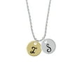 thumbnail image 2 of Delight Jewelry Goldtone Large Disc Letter - I - 3/4'' Silvertone Script Initial Disc - S - Charm Necklace, 20"+3", 2 of 4