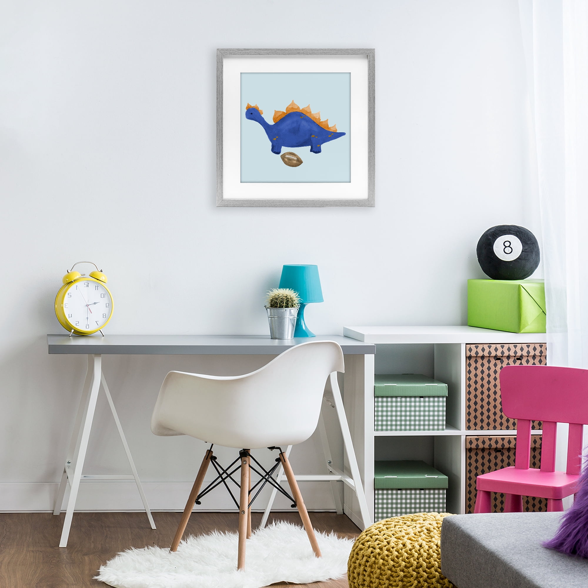 Stupell Industries Sporty Baby Dino Gray Framed Print Under Glass, design by Lucille Price